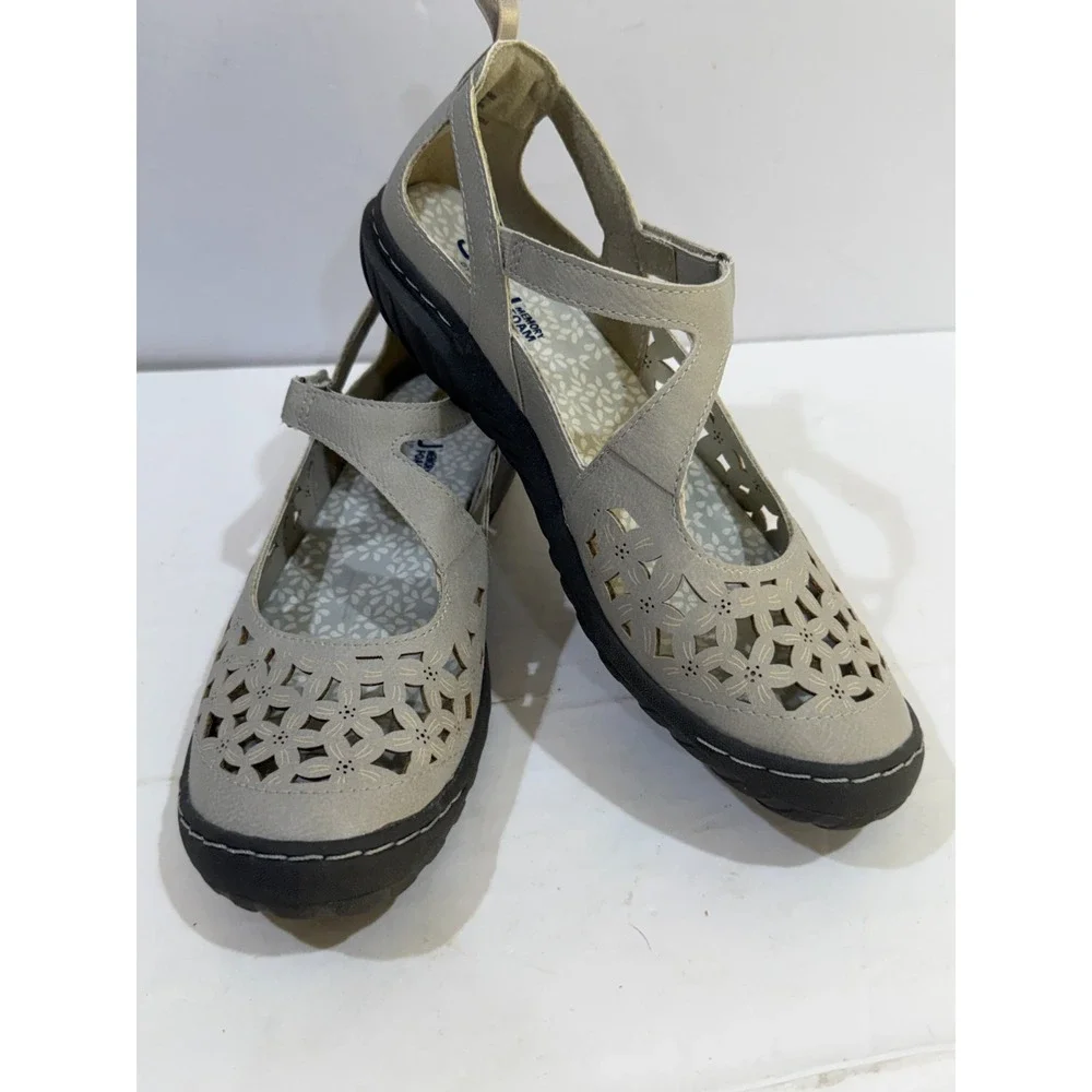 JBU Memory Foam Bellerose Encore Mary Jane Flat - Light Grey - Women's  Size 8M